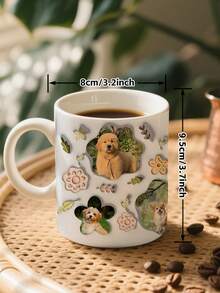 1pc Customized Mug, Coffee Cup, Colorful Floral Pattern Pet Photo Collage Coffee Mug, Best Gift For Pet Lovers - Multicolor - View 2