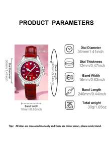 Ladies Watch Set Of 4 Women's Fashion Luxurious Quartz Watch And Necklace & Earrings Set Suitable For Women Party,Holiday,Birthday Wear Or As Sisters,The Best Gift For A Lady(No Box)