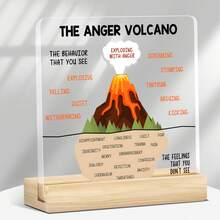 1 pieza Señal acrílica para enseñar "Volcán de la Ira" | Decoración de escritorio para regulación emocional | Herramienta SEL para oficina y salón de clases | Regalo para maestros y terapeutas para usar en la escuela o sala de tratamiento