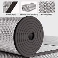 1 pieza Esterilla de playa extra grande de EVA - a prueba de humedad, con lámina de aluminio por ambos lados, para usar en campamentos, picnics y reuniones - Esterilla de piso portátil para tienda, esterilla de dormir rectangular para cuatro personas, suministros de entretenimiento al aire libre | Esterilla exterior duradera | Esterilla de almacenamiento compacta, accesorios de playa