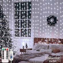 1pc Window Curtain Lamp, 300LED Fairy Curtain Lights With Remote Control, 8 Modes Curtain String Lights, Waterproof, USB Plug, Bedroom Window Christmas Party Copper Wire Lights, Home Decorations, For Party Wedding Christmas Indoor Outdoor Halloween,Fall Autumn,Christmas - Curtain Lights - View 15