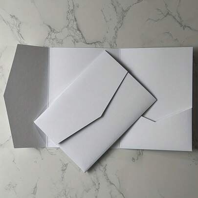 1 套 20 张优雅三折口袋邀请函 - DIY 适用于婚礼、求婚、生日、派对、洗礼、一般场合，17.5*12.5 厘米，活动邀请函 | 简约设计 | 光滑纹理，适用于卡片、明信片和礼物 - 适合情人节信件、贺卡