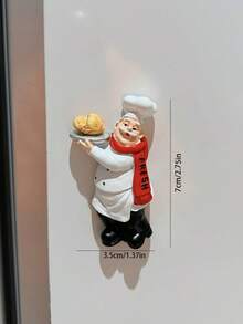 1 件卡通厨师面包师厨师树脂磁性贴纸，家居装饰冰箱贴