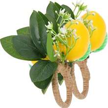 Outdoor Wedding Party Tropical Fruit Lemon Napkin Rings, Room Decor, Tabletop Decor, Home Decor, Suitable For Festivals, Parties, Birthdays, Weddings And Banquets - Multicolor - View 3