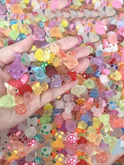 10/20/30/50pcs-Mini Resin Animals Figures To Hide Luminous Tiny Ducks Dinosaurs Miniature Figurines Glow In The Dark For Garden Micro Landscape Aquarium Potted Party Favor Decor,Mini Resin Animal Tiny Resin Animals Miniature Little Small Animal Figures Bulk For Micro Fairy Garden Landscape Accessories