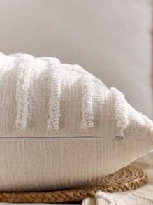 1pc/2pcs Set Semi-Circle Geometric Pattern Pillow Case, Canvas Circle Velvet Embroidery Crafted Square Cushion Cover, For Daily Use In Bedroom, Living Room, Sofa, Yard, Garden Decor, Without Core 30*50cm 45*45cm,Fall Decor,Autumn Decor,Room Decor