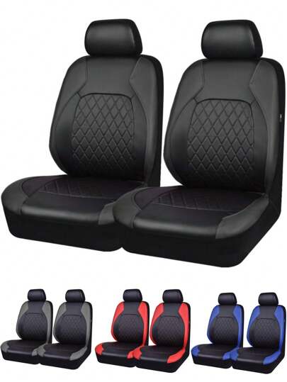 Universal Luxury Pu Leather Car Seat Covers Front Seats Only, Airbag Compatible, Breathable, Water-Resistant Durable Premium Vinyl, Fit For 95% Vehicles,Cars,Trucks,SUV,Sedans(Front Double Seat 4pcs)