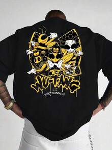 GRDR Men's Fashionable Printed Loose Short Sleeve T-Shirt | Exquisite Design | Summer Essential | Easy To Match | Showcase Your Style - Black - View 2