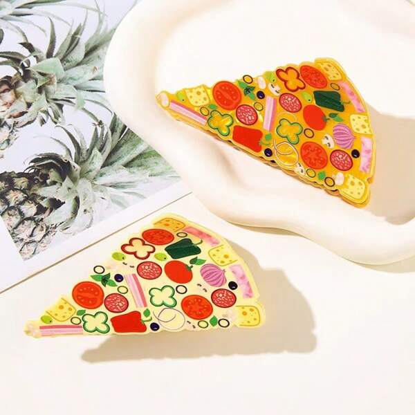 1 Stück kreative, realistische Lebensmittel-Frucht-Pizza Haarspange, einzigartiger Haarklammern für Frauen als Modehaarschmuck