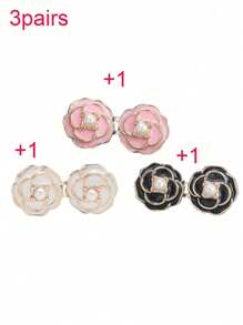 3 jeux de Superfect Camélia Resserrant de taille de pantalon, boutons fleurs, épingles et boucles ajustables sans couture, clips de pantalon détachables pour jupes et jeans