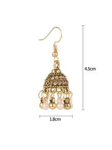 1 Pair Delicate Pearl Bell Earrings - Champagne - View 5