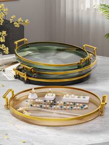 1pc Jewelry Display Tray, Multi-Functional Storage Tray, Candy Dish, Fruit Plate Back To School - Transparent - View 10