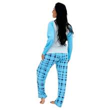 Adult Pajama Set Winter Cold Long Sleeve Comfortable Women's - 藍色 - 查看 3