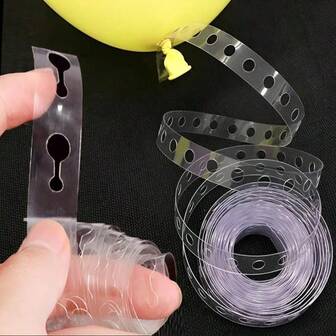 1 Roll 393 Inch Plastic Balloon Chain Clips, Double Hole Arch Straps, For Birthday, Wedding, Party, Christmas, Halloween Decorations - No Power Needed, Feather Free