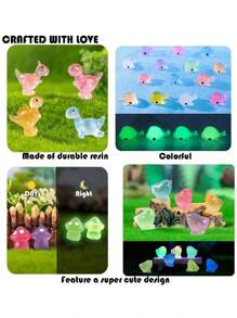 10/20/30/50pcs-Mini Resin Animals Figures To Hide Luminous Tiny Ducks Dinosaurs Miniature Figurines Glow In The Dark For Garden Micro Landscape Aquarium Potted Party Favor Decor,Mini Resin Animal Tiny Resin Animals Miniature Little Small Animal Figures Bulk For Micro Fairy Garden Landscape Accessories