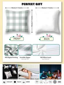 4pcs Light Green Striped Pillow Covers, Super Soft Comfortable Texture, Popular Model, Home Decorative Pillow Cases For Sofa, Living Room, Bedroom, Without Pillow Insert - Multicolor - View 5