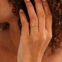 Dog Ear Ring | Custom Puppy Open Ring | Pet Name Ring | Pet Remembrance Jewelry | Dog Mom Gifts | Mother's Day Gifts | Minimalist Jewelry,Silver Stylish - Multicolor - View 9