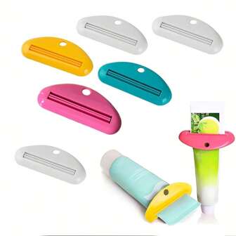 1/2/4pcs Simple Hand-Operated Hand Cream Dispenser, Facial Cleanser Roll Press Tool, Toothpaste Squeezer Gadget, Creative Bathroom Toothpaste Clip Holder,Makeup,Cheap,Room Decor,Vanity,Travel,Bedroom,Makeup Accessories,Cheap,Stocking Stuffers,Makeup,Makeup Tools,Cheap Stuff,Gifts,Gifts For Women,Christmas Gifts