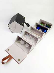Organisateur pliable de 6 fentes en style vintage de pour lunettes, étui de lunettes de voyage portable, facile à nettoyer, caractéristiques spéciales : sans imprimé, bordures non teintes - accessoire de sac à main - options de couleurs multiples