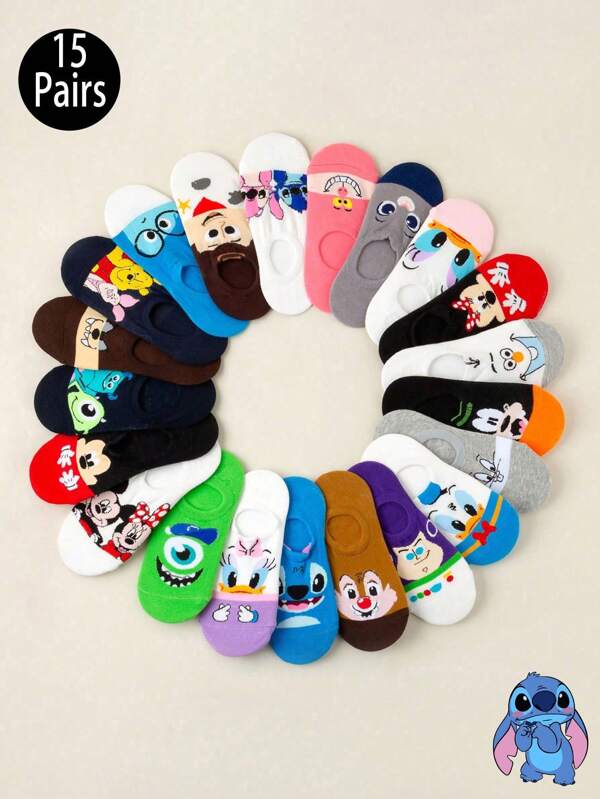 Disney Disney 1/5/10/15 Pares de Mickey Mouse, Minnie, Stitch, Lilo y Stitch, Mike Wazowski, Donald Duck, Daisy Duck, Chip 'n' Dale, Buzz Lightyear