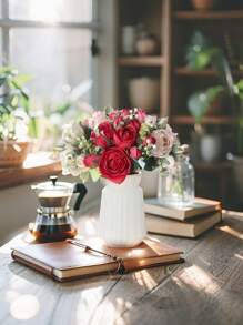 Buquê de Flores de Lótus Artificiais, Arranjo Floral Falso Realista, Elegante Casamento Buquê de Noiva, Flores de Mesa para Casa, Decoração de Centro de Mesa, Layout de Cenário