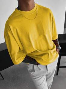 Men's Solid Casual Street Sporty Round Neck Short Sleeve T-Shirt