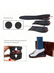 4 أزواج كاختيار للرجال والنساء لشريحات رفع الحذاء بارتفاع من 3 إلى 7.5 سم ، إدراج نعل سميك إسفنجي مبطن بوسادة هواء لزيادة الارتفاع، إكسسوارات الأحذية والأحذية الطويلة