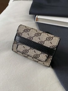 3-Fold Women Flap Snap Button Short Wallet Black Flower Print Classic Multi-Card Slots Vintage Coin Purse Anti-RFID Credit Card Holder For Women Wallet Mini Wallet Purse Wallet Small Wallet Wallet Cute Wallet