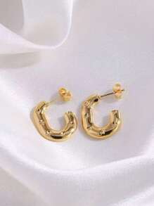 1 paire de boucles d'oreilles à tige en acier inoxydable à la mode pour femmes, forme d'étoile et géométrique, boucles d'oreilles minimalistes