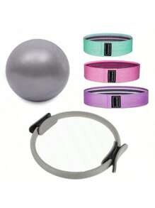 5 Peças Conjunto de Anel de Pilates, Conjunto de 5 Peças de Equipamento de Fitness Doméstico Feminino, Incluindo Bolas de Ioga, Faixas de Resistência de Ioga e Anéis de Glúteos Levantados, Uma Ótima Ferramenta para Exercícios de Fitness e Ioga Domésticos (O Material da Superfície é Espuma e é Normal Haver Amassados e Arranhões Durante o Transporte)