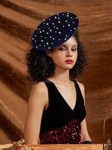 1pc Tea Party Faux Pearl Fascinator Hat For Women Kentucky Headwear Derby Pillbox Church Hat For Cocktail Wedding Fascinator Headband Mini Hats Tiny Hats Mini Top Hat Mini Cap, School Stuff, Gifts, Hair Accessories, Classy, Festival Outfits, Rave Accessories, Gala Night - Multicolor - View 2