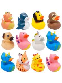 2/4/10 pièces L'assortiment le plus grand de canards en caoutchouc, jouets, cadeaux d'anniversaire et incitations pour le bain, activités estivales pour la plage et la piscine (aléatoire)
