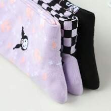 Sanrio 1Pair Sanrio Kuromi Cartoon Socks - Cute Witch & Moon Design, Comfortable Fabric, Ideal For Daily Wear & Gifts, Everyday Socks | Playful Sock Design | Comfortable Fit, For Halloween