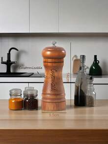 Custom Natural Rubberwood Pepper Grinder – Manual Adjustable Grinding Tool, Ceramic Core For Sea Salt, Peppercorns, Spices, Reusable Kitchen Gadget, Elegant Retro Design, Personalized Engraving, Ideal Gift For Food Lovers, Home Decor & Special Occasions