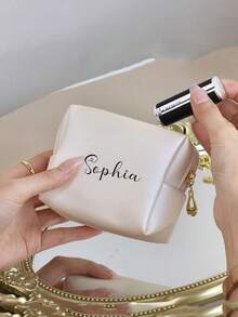 1 pezzo Borsa cosmetica personalizzata, Pochette da donna, Borsa piccola in pelle con nome personalizzato e grande capacità, Adatta per viaggi, casa, lavoro, studio, Borsa da toilette portatile di grandi/medie/piccole dimensioni, Organizer per rossetti, assorbenti, cavi, Regalo perfetto per anniversario, San Valentino, compleanno, Ideale per mamma, fidanzata, sorella, compagna di classe, Adatta per tutte le donne, Design elegante