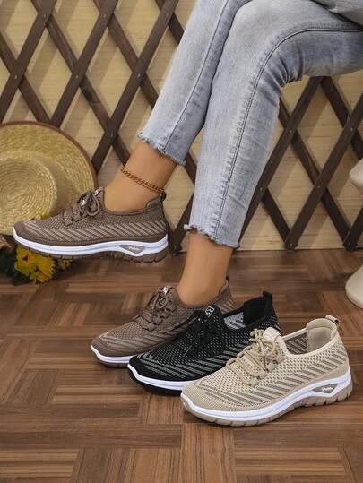 ZOSIVC Women's Breathable Mesh Slip-On Shoes, Comfortable Casual Sneakers, Low-Top Breathable Sports Running Shoes For Summer