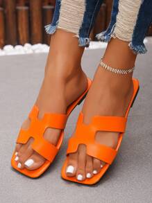 Women's 2025 Summer Fashion Simple Criss-Cross Metallic Toe Ring Flat Sandals, Soft Sole Comfortable Non-Slip Suitable For Beach & Holiday Wear