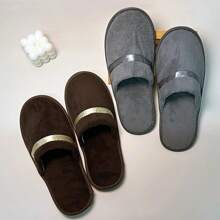 1pair Disposable Coral Fleece Slippers, Comfy Closed Toe Warm Flat Shoes For Women, Suitable For Home Guest Spa Hotel,Spa Slippers, Non Slip Disposable Hotel Slippers,Multi Color Reusable House Slippers, Indoor, Bathroom, Bedroom, Travel Slippers For Women, Men, Unisex(Random Color And Style) Back To School