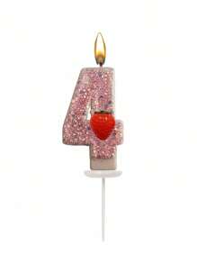 Velas numéricas criativas com tema de morango de 0 a 9, decoração com glitter misto, velas para bolo de aniversário, artigos para festas com atmosfera, adequadas para festas de aniversário, festa de revelação de gênero, festa de inauguração, festa de casamento, festa monocromática, noite das mulheres, festa temática de morango, itens essenciais para 1º a 100º aniversário