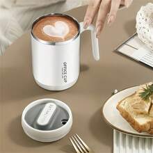 1 pièce Mug pour couple, cadeau très attrayant, en plastique avec couvercle, tasse à café et ustensile de boisson portatif