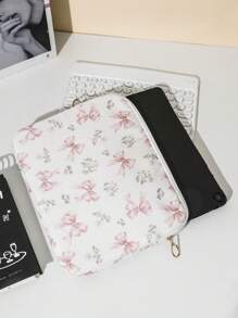 1pc Girly Pink Bow Pattern Tablet Bag, Hyuna Style Pink Small Floral Tablet Bag, 11/13/15 Inch Computer Bag Ipad Bag Laptop Bag, 11,13,15 Inch Portable Desktop Protective Bag For Mac Book ASUS Tablet Handbag Protective Case 9-11 Inch Compatible With Ipback To School School Stuff Bag For School Work Laptop Bag For Women Mac Book Case