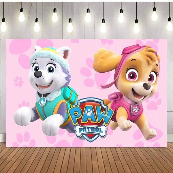 Paw Patrol Authorized 1PC Light Pink Paw Patrol Cute Fantasy Theme Birthday Party Decoration Background 210 * 150/150 * 100/100 * 75CM Beads Everyday Paw Print Wall Decoration Theme Birthday Party Background Cloth Banner Photo Booth Photo Decoration Background Cloth Studio Live Venue Decoration Party Supplies