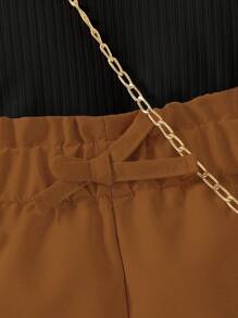 Baby Girls Elegant Sweet Newborn Cute Round Neck Sleeveless T-Shirt + Shorts Summer Casual 2-Piece Outfit, Multiple Colors For 0-3 Years Old Babies To Look Adorable All Summer