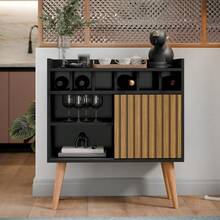 Sideboard Buffet Wine Cellar Florence 1 Door Retro Feet - màu nâu - Xem 4