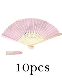 1/5/10支装白色/粉色夏季8英寸竹制真丝折扇，含欧根纱袋和卡片，适合婚礼宾客、婴儿派对、新娘送礼会、生日礼物、派对回礼——优雅折扇配礼品袋，色彩缤纷，可爱迷人，趣味十足，卡哇伊风，千禧年复古风，时尚百搭，男女皆宜，休闲百搭，可定制，个性化，独一无二，是送给他的理想礼物，也是送给她、男朋友、女朋友、家人、朋友的理想礼物，女士发饰。 - 彩色 - 查看 9