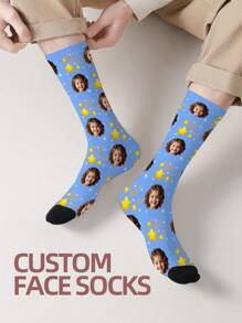 1 Pair Custom Face Socks, Custom Photo Sock, Custom Printed Socks, Personalized Funny Face Socks, Custom Picture Socks, Put Any Face On The Socks, Anniversary Gift, Valentine Gift, Birthday Gift, Wedding Gift