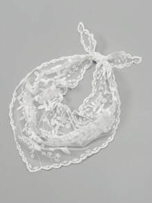 1 件扇形饰边围巾刺绣蕾丝头巾用于装饰头巾、发带、头带非常适合装扮您的情人节