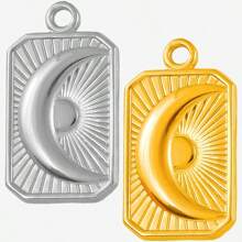 2pcs Minimalist Stainless Steel Heart & Asymmetric Geometric Sunflower Pendant Accessories, Necklace & Earrings Crafting DIY Jewelry Charms, Gold/Silver Plated