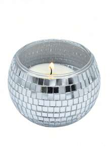 1 pièce Bougeoir à mosaïque miroir disco cool, vase en verre à boule disco, décoration de cadeau de vacances pour la maison. Bougeoir en mosaïque de verre, décoration de banquet à boule disco. Utilisé comme décoration centrale pour Noël, mariage, fêtes et table de salle à manger (Seuls les bougeoirs en verre sont inclus, les bougies ne sont pas incluses)