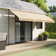 Tenda da sole 4,5 x 3 metri, adatta per tende multicolori a strisce, tenda da sole per balcone, tenda da sole per esterni, tenda da sole autoportante, tessuto di ricambio